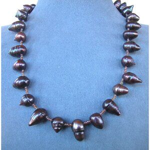 Brown Freshwater Pearl Shell Necklace W/ Toggle Clasp